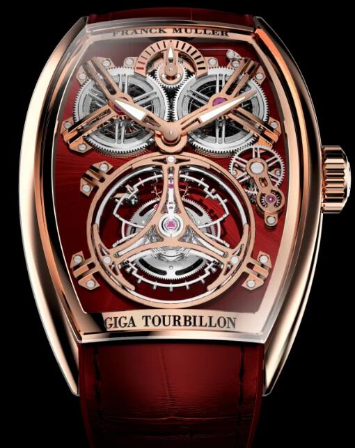 Review Franck Muller Curvex CX Giga Tourbillon CX 38L T G PR SQT Rose Gold Red Dial Replica Watch - Click Image to Close